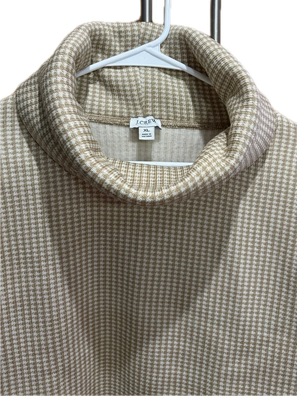 J. Crew Beige Houndstooth Turtleneck Sweater XL